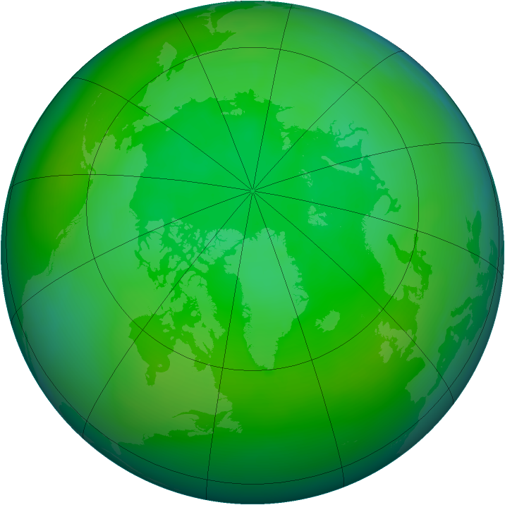 Arctic ozone map for July 2007
